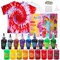 Tie Dye Kit with 3 White T-Shirts, 18 Colors DIY Fabric Tye Dye for Clothes, Arts and Craft for Kids Girls Age 8-12 Year Old, Birthday Christmas Gift for Girls 4,5,6,7,8,9,10,11,12 Year Old